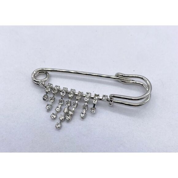 Women Brooch Pins Sweater Shawl Clips Faux Crystal and Pearl Brooches, Safety Pi - Picture 1 of 5